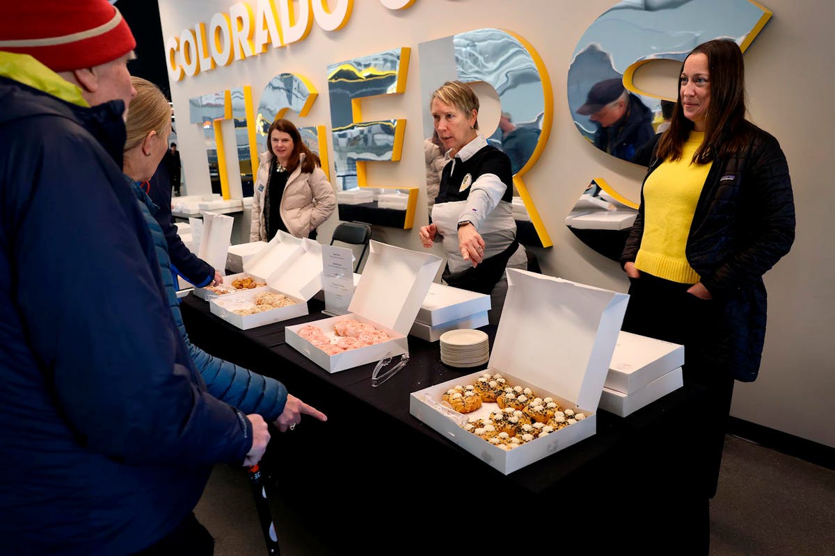 Happy Hour Donuts were served at the farewell brunch and open skate on Feb. 23 at Robson Arena. Photo by Jamie Cotten / Colorado College