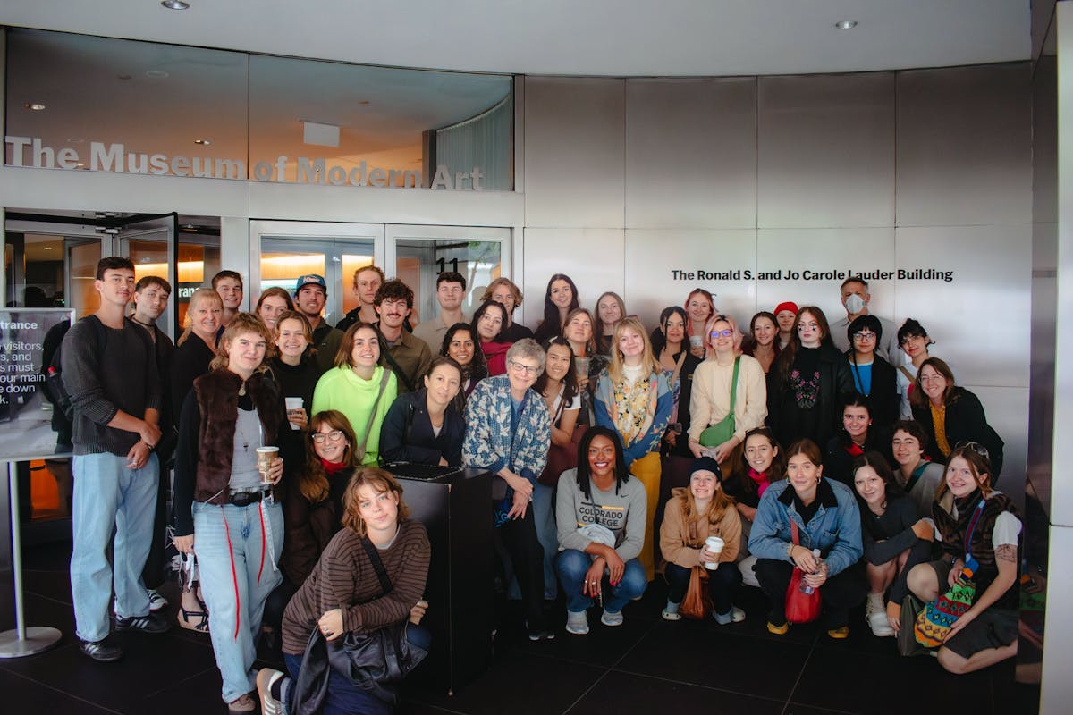 Interim President Whitaker visited senior art majors and faculty during their senior seminar in New York City, joining an excursion to the Modern Museum of Art on Oct. 14. The following day, she gathered with New York alumni and families to share an update on the state of the college and priorities for the next two years. Photo provided by Jennifer Frances, Art Department