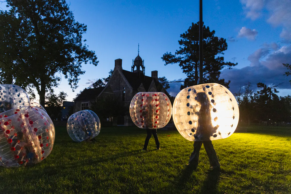 Hamster Soccer on Worner Quad at Worner After Dark, Friday, Sept. 4. Photo by Parker Seibold / Colorado College