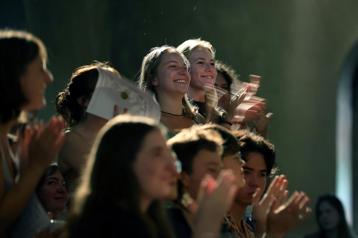 Students at Opening Convocation on Monday, Aug. 25 in Shove Chapel. Photo by Jamie Cotten