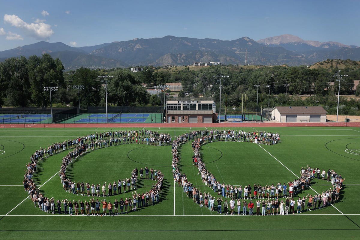 CC graduating class of 2029, on Washburn Field, Wednesday, Aug. 20 during NSO. Photo by Jamie Cotten